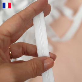 14 mm - Ruban élastique plat tricoté lingerie anti-glisse blanc