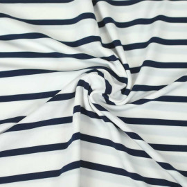 Tissu maillot de bain mat à rayure blanc et marine