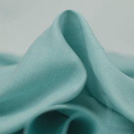 Tissu twill lin et coton sergé blanc et bleu aquatique