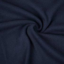Tissu jersey maille fines côte de coton - marine