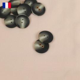 20 mm - Boutons rond deux trous mat en Galalithe effet marbré noir et blanc
