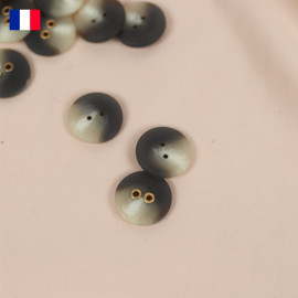 18 mm - Boutons rond deux trous mat en Galalithe effet marbré noir et blanc