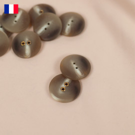 23 mm - Boutons rond deux trous mat en Galalithe effet marbré beige et blanc