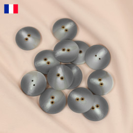 25 mm - Boutons rond deux trous mat en Galalithe effet marbré gris et blanc