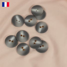 23 mm - Boutons rond deux trous mat en Galalithe effet marbré gris et blanc