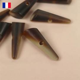 48 mm - Bouton à bascule 1 trou imitation corne de buffle en Galalithe - beige et marron