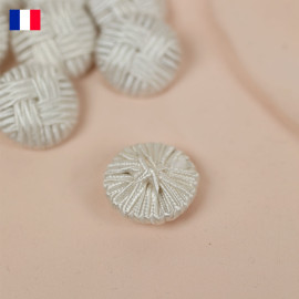 25 mm - Boutons rond recouverts damier satin blanc
