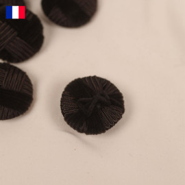30 mm - Boutons rond recouverts damier satin et velours - chocolat