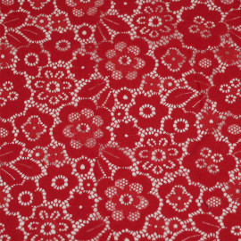 Tissu dentelle stretch à motif Marguerite - rouge