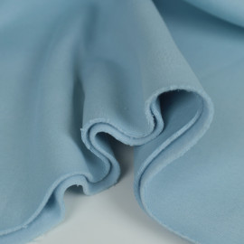 Tissu sweat gratté de coton - uni - Bleu clair