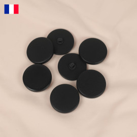 30 mm - Boutons rond à queue en Galalithe noir mat