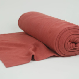 Tissu jersey bord-côte de coton uni - orange foncé