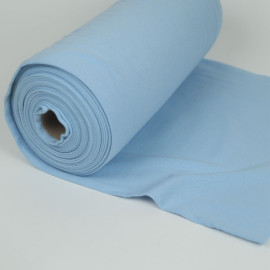 Tissu jersey bord-côte de coton uni - Bleu clair