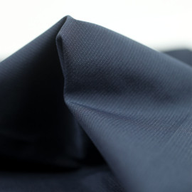 Tissu poly-coton stretch bleu marine à motif tissé rayure pointillé blanc