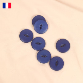 22 mm - Boutons rond deux trous brillant en Galalithe - bleu roy