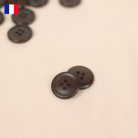 18 mm - Boutons rond quatre trous mat en Galalithe - ébène