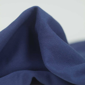 Tissu maille polo piqué de coton bio - bleu indigo
