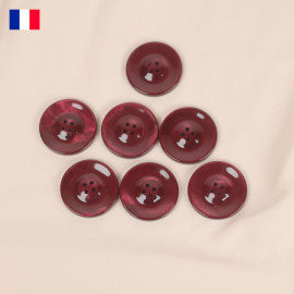 Lot de 16 boutons 27mm vintage Blanpain Thibon - Boutons ronds quatre trous en Galalithe effet nacré - bordeaux
