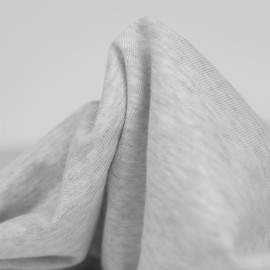 Tissu jersey maille fine côte de coton - gris clair chiné