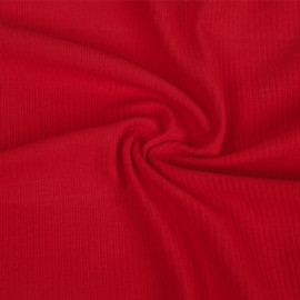 Tissu jersey maille côte Richelieu de coton - rouge