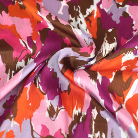 Tissu satin polyester recyclé Java à motif multicolore