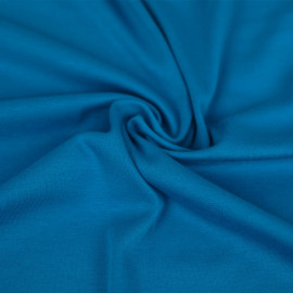 Tissu jersey de coton uni - bleu diva
