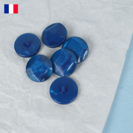 27 mm - Boutons ronds à queue en Galalithe effet nacré - bleu roi