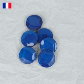 30 mm - Boutons ronds à queue en Galalithe effet nacré - bleu roi