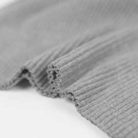 Tissu jersey bord-côte tubulaire grosse côte - uni chiné - Gris
